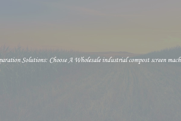 Separation Solutions: Choose A Wholesale industrial compost screen machine